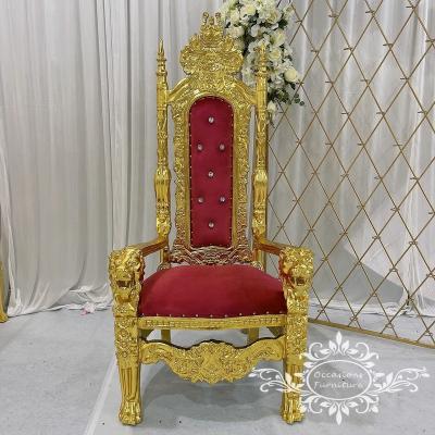 China Red Couple Morden Velvet King Chair Wedding Furniture Unique Throne Seat for sale