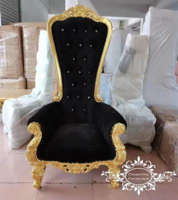 China Morden Gold Frame Black Velvet Single Seat Bride Wedding Chairs for sale