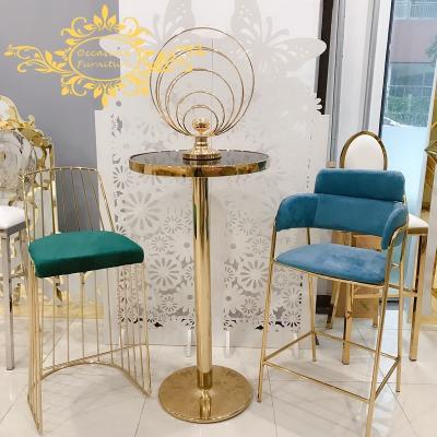 China Shiny Morden Iron Gold Bar Chairs Metal Bar Stools To Wedding Events Decor for sale