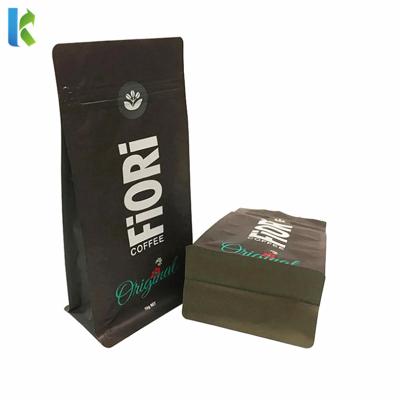 China Custom Printed Food Printed Aluminum Foil Zipper Plastic Resealable Laminated Flat Bottom Black Coffee Bag for sale