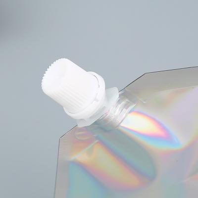 China Custom Holographic Pouch Shaped Wine Or Juice Packaging Laser Film Spout Barrier Aluminum Foil Bag With Laser for sale