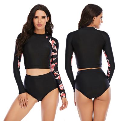 China Wholesale UPF 50 UPF 50 AOHILI Two Pieces Long Guard Rash Surf Sleeves Printing Rash Guards For Women for sale