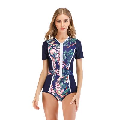 China Antibacterial OEM Long Sleeves Custom Made One Piece High Neck Diving Suit Womens Guard Rash Surf Wear for sale