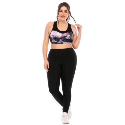 China AOSHILI New Product Breathable Custom Plus Size Yoga Suit Women Pants Plus Size Sports Bra Women Yoga Wear Sets for sale