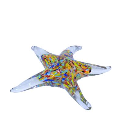 China Europe Desktop Glass Ornament Crystal Starfish Hand Blown Glass Art Figurine Sea Star Murano for sale