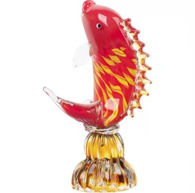 China Crystal Boutique Fish Gift China Fish Art Glass Figurine Hand Blown Glass Decor Home Office Ornament for sale