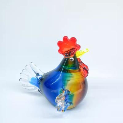 China Swollen Glass Sculpture Art Figurine Home Decor Magic European Chicken Ornament Glass Animal Hand for sale