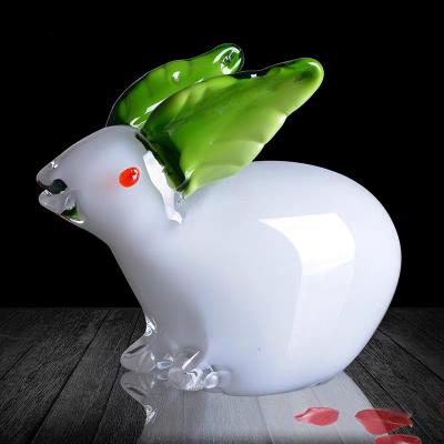 China Christmas Glass Decoration Europe Rabbit Desktop Display Hand Blown Figurine Crystal Art Glass Ornament for sale