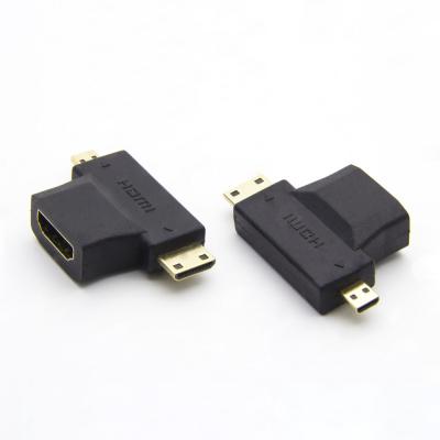 China Be Made Of Good Material And Mini Micro HDMI Male V1.4 90 Degree 2 Pins Gold Plated PRO-AV HDMI Female To 1 Adapter Black Gold Plated Female To Male Converter for sale