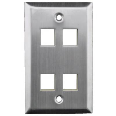 China Trapezoidal US Type Stainless Steel A/V Jack Wall Plate Face Plate Stainless Steel Keystone 3 Port Installation US Panel for sale