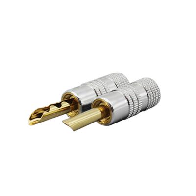 China audio & Video Silver Gold Plated 4mm Banana Plug Solderless Audio Connectors Gold for sale