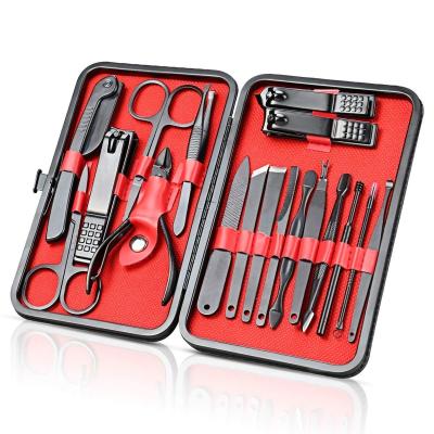 China Stainless Steel+PU Manicure Set, Pedicure Kit Nail Care Kit -18 Pieces Stainless Steel Pedicure Tools, Professional Grooming Nail Clippers Ki for sale