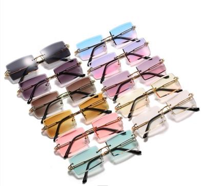 China Fashion Sunglasses Designer Men Women Rectangle Rimless Frameless Sun Mirror Shade Glass Sunglasses for sale