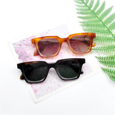 China Wholesale Fashionable Square Logo Retro Unisex Fashion Custom Acetate Sunglasses for sale