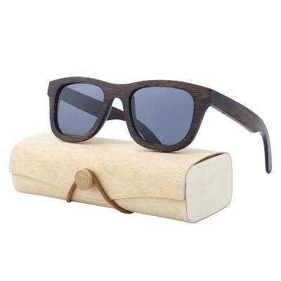 China Fashion Sunglasses OEM Wholesale Brown Unisex Square Bamboo Frames Polarized Sunglasses for sale