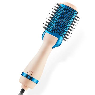 China 2021 Black and Gold Ionic Hot Hair Dryers Sweep Hot Air Swivel One-Step Hairbrush for sale