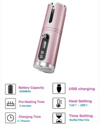 China USB Radio Curler Iron Curling Iron Portable Rechargeable Ceramic Magic Wand Automatic Rotating Hair Curlers Styling Tools for sale