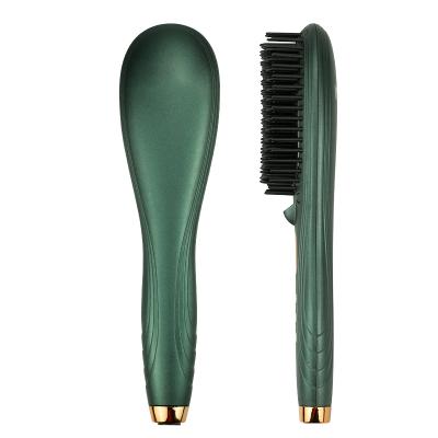 China Comfortable Dark Green Hair Straightening Rotating Line Hair Straightening Brush Electric Comb Dry And Wet Brush 360 Hair Straightening Straight for sale