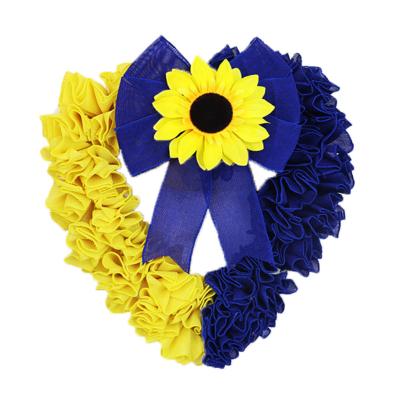 China New Ukraine Flag Trendy Sunflower Front Door Wreath Yellow Blue Sign Spring Summer Farmhouse Hanging Garland for sale