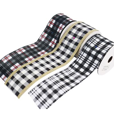 China Checker 2.5 Inch Width Gift Ribbon Cardboard Paper Wedding Gift Box Packaging With Ribbon for sale