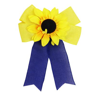 China Customized Traditional Yellow And Blue Ribbon Ukraine Sunflower Bow for sale