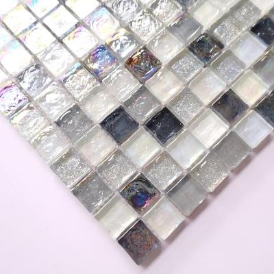 China Modern combined type background wall coffee table mix stone iridescent glass mosaic tile for sale