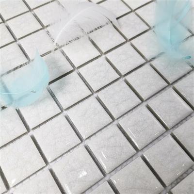 China Modern Bright White Crystal Glass Mosaic Swim Pool Tile for sale