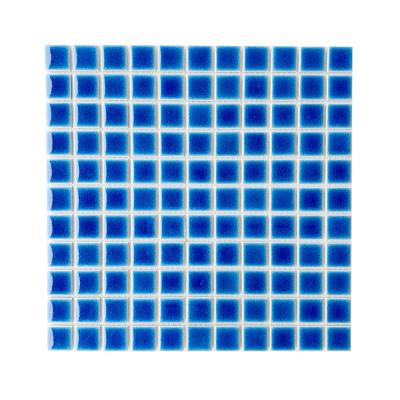 China Modern Glass Square Bule Swimming Pool Mosaic Tile Glass Blue for sale