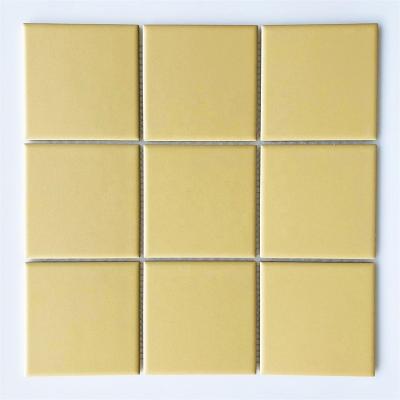 China Modern Yellow Porcelain Mosaic Exterior Stone Wall Art for sale