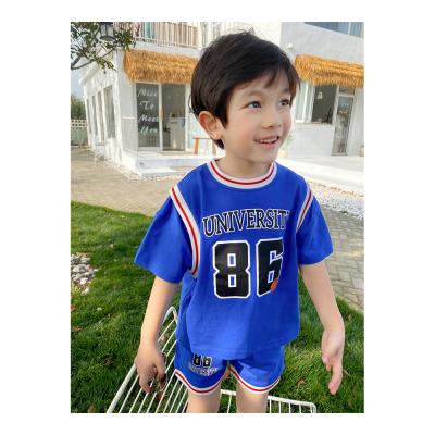 China Wholesale Price Casual Colorful 100% Cotton Summer Breathable Short Sleeve Set Boys for sale