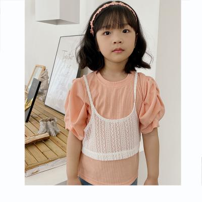 China Custom Anti Shrink Puffy Sleeves Girls T-shirts Girls Kids Puffy Sleeves Soft Teen T-shirts For Girl for sale