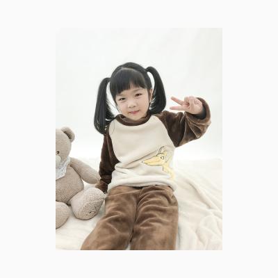 China Daily Life Sleep Girls Cartoon Direct Selling 95% Polyester 5% Spandex Kids Wear Flannel Breathable Pajamas for sale