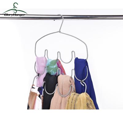 China CLASSIC 3 Layers Multifunctional Metal Braided Fabric Scarf And Tie Hanger for sale