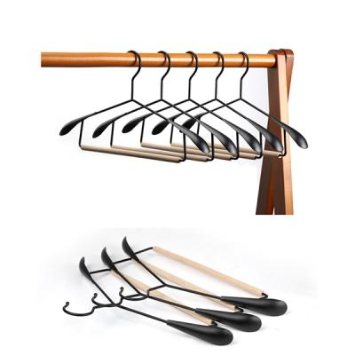 China Nordic Metal CLASSIC Fashionable Wooden Iron Clothes Coat Hangers Wardrobe Closet Hanger For Pants Hanger for sale