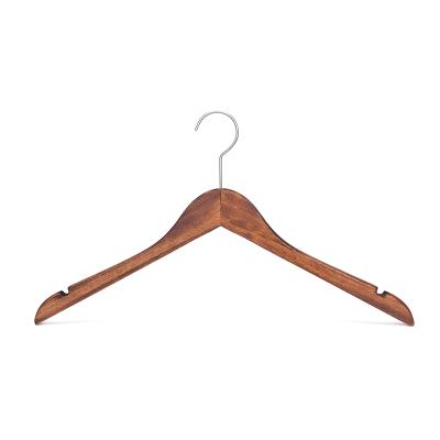 China CLASSIC wholesale cheap wooden hanger for cloth with matte-nickel plated hook and U notches for sale