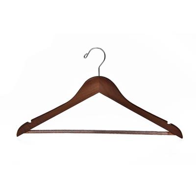 China CLASSIC wholesale wooden coat hanger with PVC tube locking bar and U notches for sale