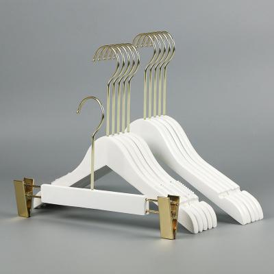 China Gold CLASSIC White Wood Hook Hangers Heavy Duty Coat Hangers for sale