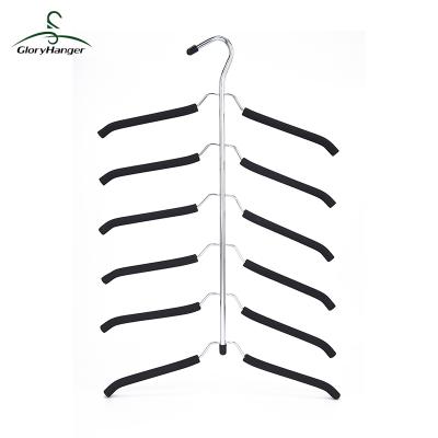 China High Quality Anti-Slip EVA 6 Wire Coating Metal Tired Foam Padded Hanger for sale