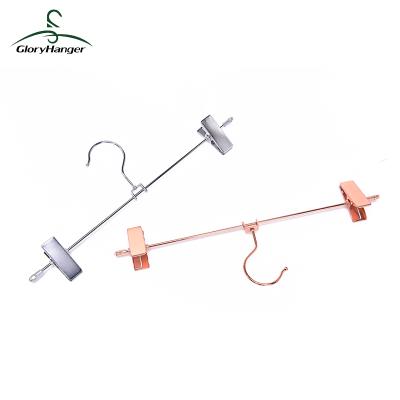 China Anti-Slip Chrome Plated Flat Wire Trouser Clip Metal Hangers With Metal Clips for sale