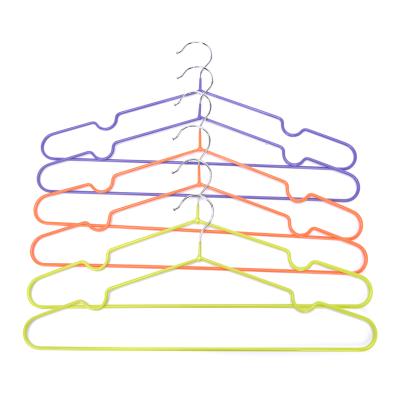 China Coat Hanger Colorful Anti-Slip Clothes Hanger Colorful Colors PVC Short Metal Hangers for sale