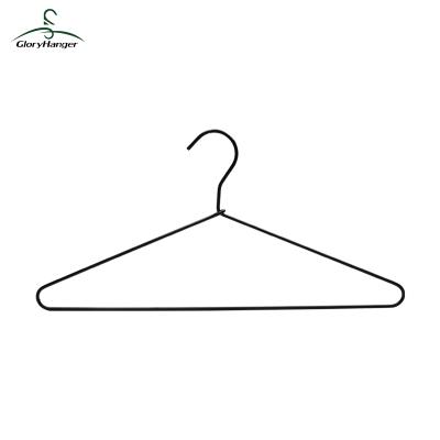 China Sturdy Non-slip Anti-slip Metal Hook Black Powder Plated Metal Clothes Laundry Hanger for sale