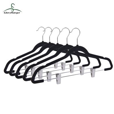 China Hot Selling Anti-Slip 360 Degree Swivel Hook Velvet Coat Hanger Velvet Pants Hanger for sale