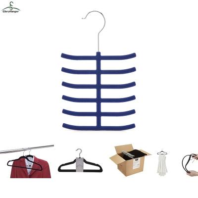 China Anti-Slip Multi Functional Velvet Flocking Tie And Scarf Hanger With 12 Holders for sale