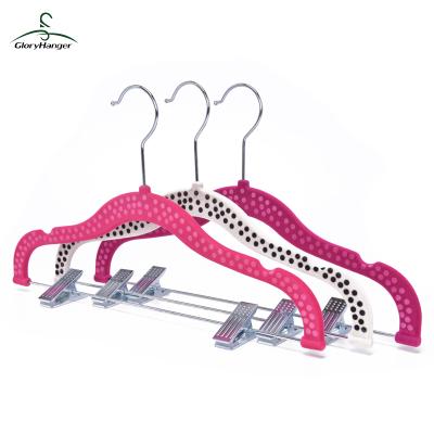 China Colorful Thin Velvet Coat Hanger Anti-skid Anti-skid Short Velvet Coat Hangers for sale