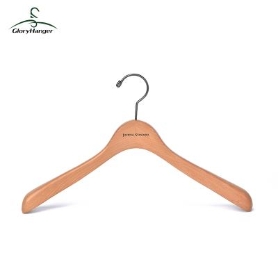 China Anti-Slip Luxury Natural Wood Swivel Hook 360 Coat Hanger Custom Logo for sale