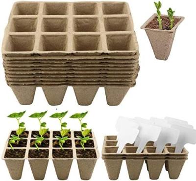 China American Style Biodegradable10PCS Peat Pots Seed Starter Trays 12 Cell Plant Starter Kit with 12 Plant Labels for sale