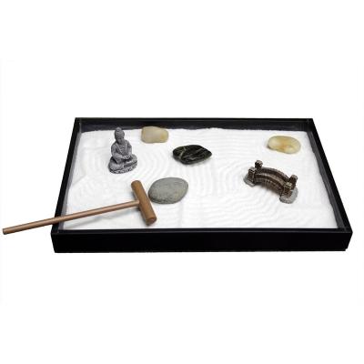 China China Square Mini Meditation Zen Garden Shaped With Low Decoration Kit Mini Zen Sand Garden Round Table Kit for sale