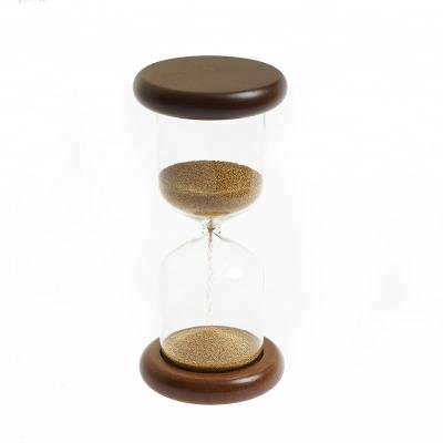 China Wood + Glass + Wooden Sand 2 Hourglass Min Sand Timer With Gold Sand for sale