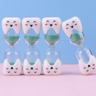 China Modern 1 2 3 One Minute Plastic Tooth Sand Timer Dental Smiley Hourglass 30 Seconds Plastic Children For Brushing for sale