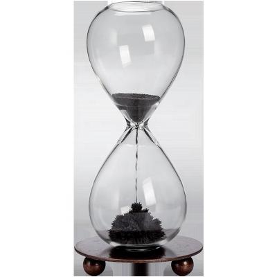 China Metal+Glass+Magnetic Christmas Sandglass Hourglass Sand Timer Beads Vintage High Quality Transparent Glass Clock for sale